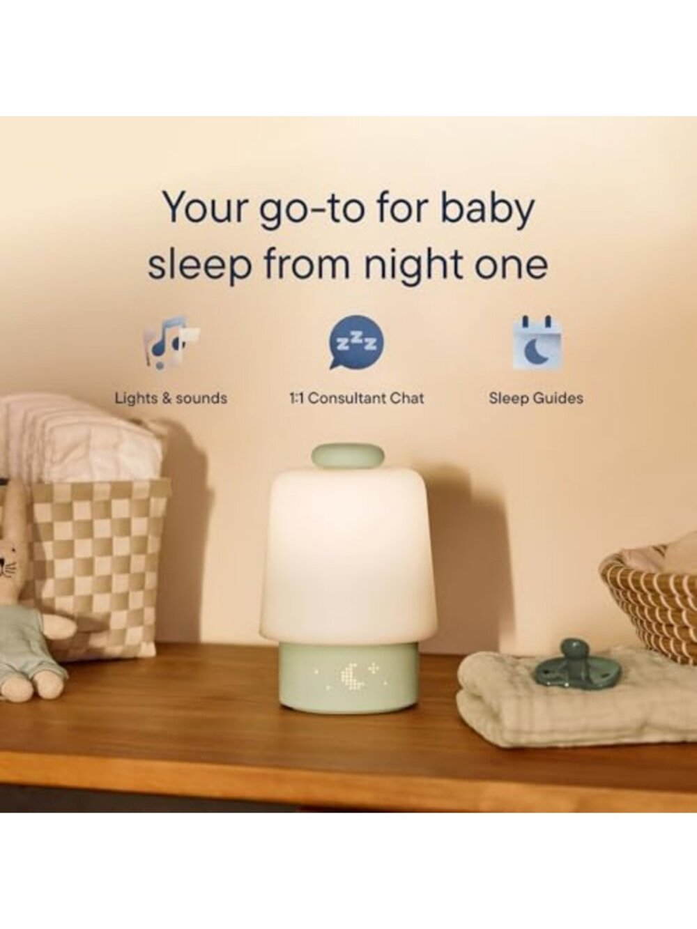 Mint Sound Machine & Night Light for Baby - Soothing Sleep Routine Builder - Picture 2 of 7